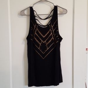 NWT APT 9 Black and Gold Strapy Back Tank Top M